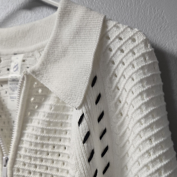 NWT Lou & Grey Women's Mesh Stitch Zip Sweater Size M - Picture 11 of 12